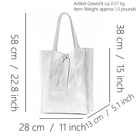 3865 T163 - Ital. Large shopper bag with leather inner pocket Jeans-blue